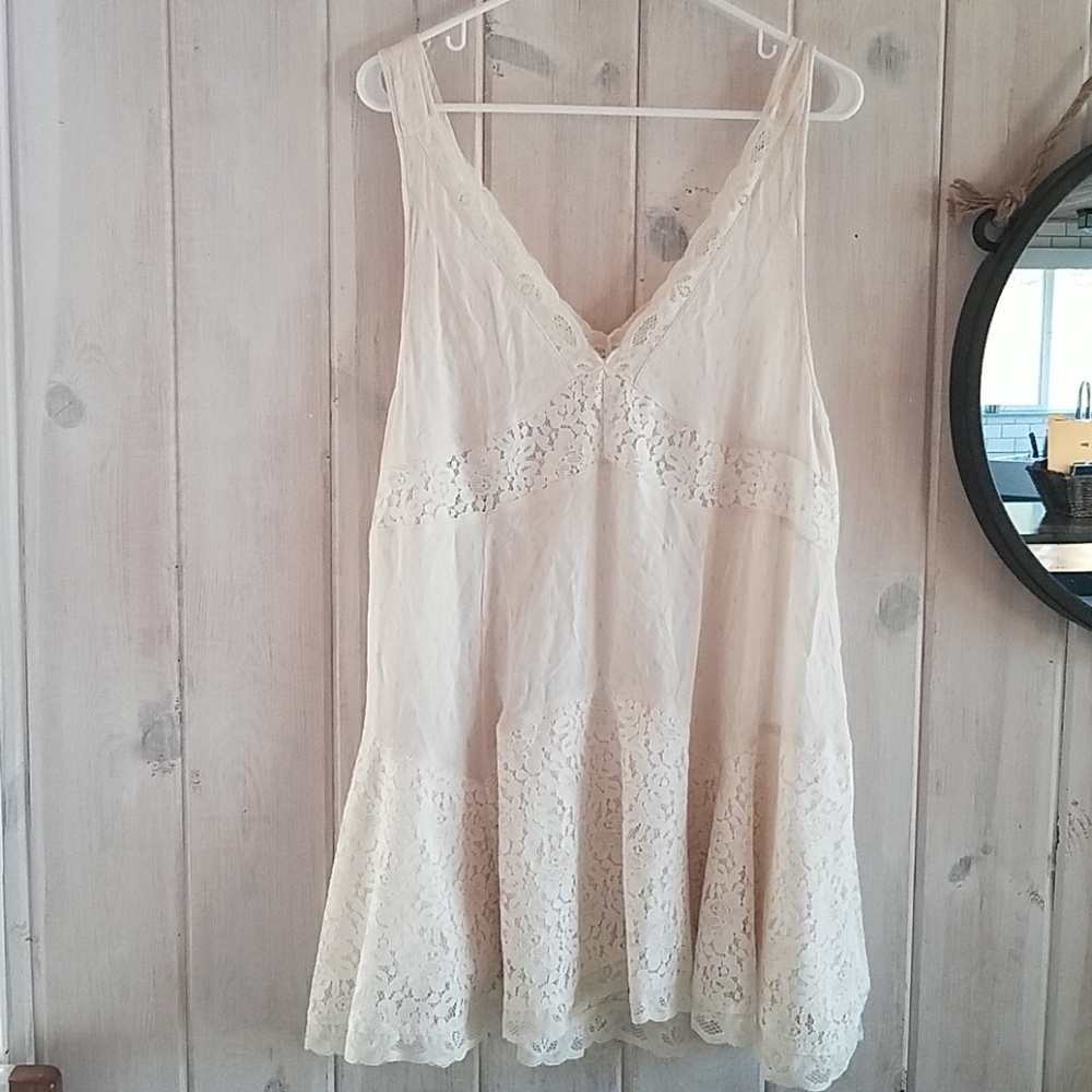 Free People Cream Lace Mini Dress